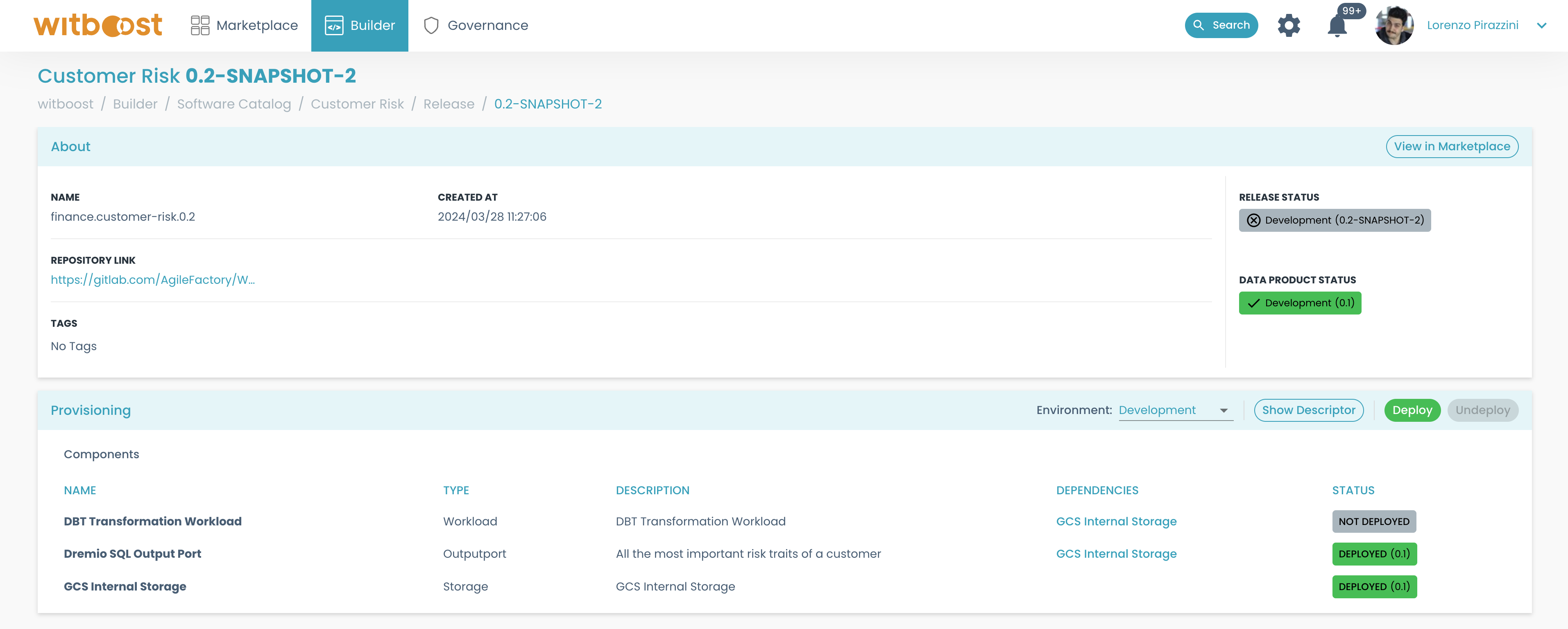 Deployment removed component