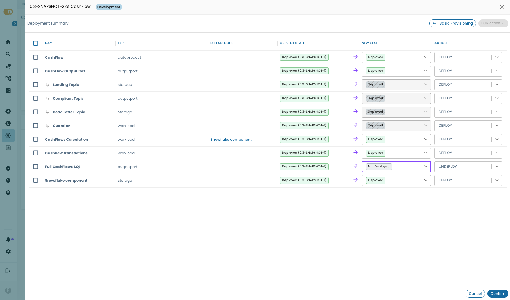 Deployment preview advanced partial remove component