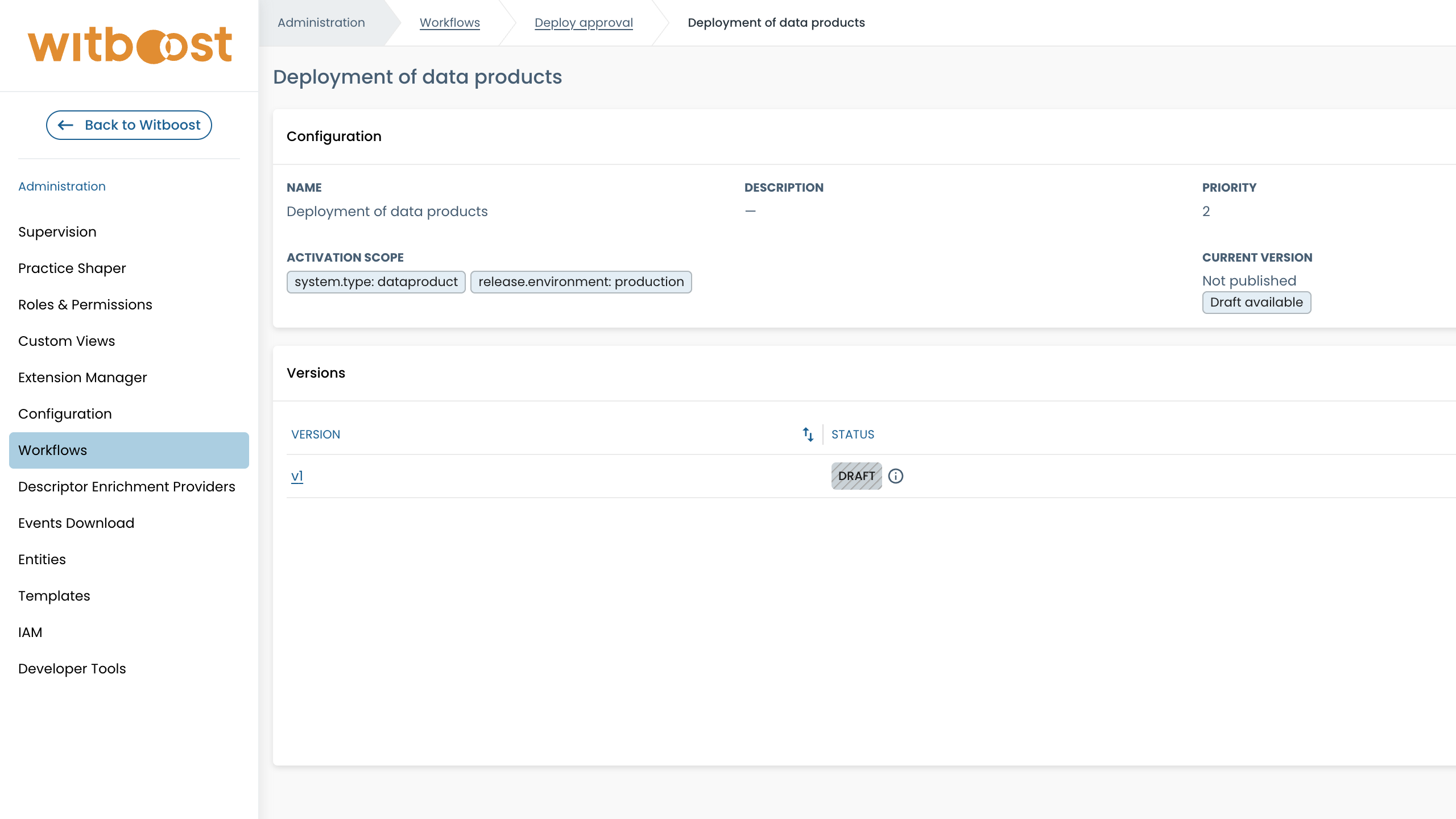 Draft version actions